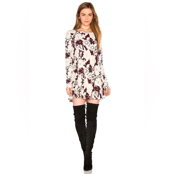 Show Me Your Mumu Tyler Tunic Dress, Burgundy Bloom Spandy, Size S - Picture 1 of 8